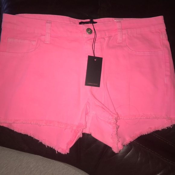 Flourscent Pink Denim Shorts - Picture 4 of 9